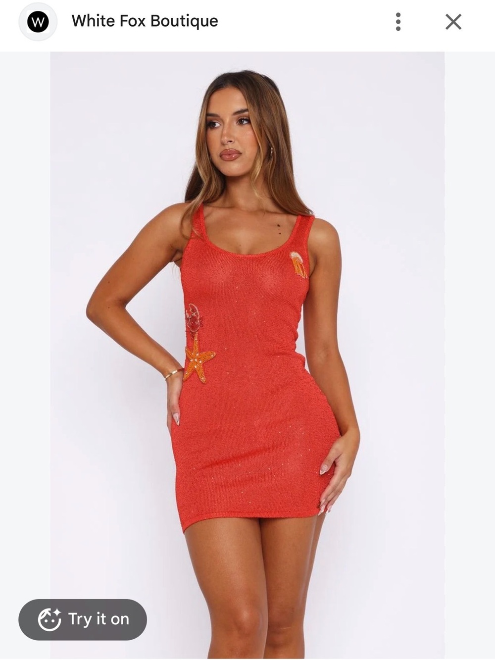 White Fox Boutique Red Embellished Mini Tank Dress